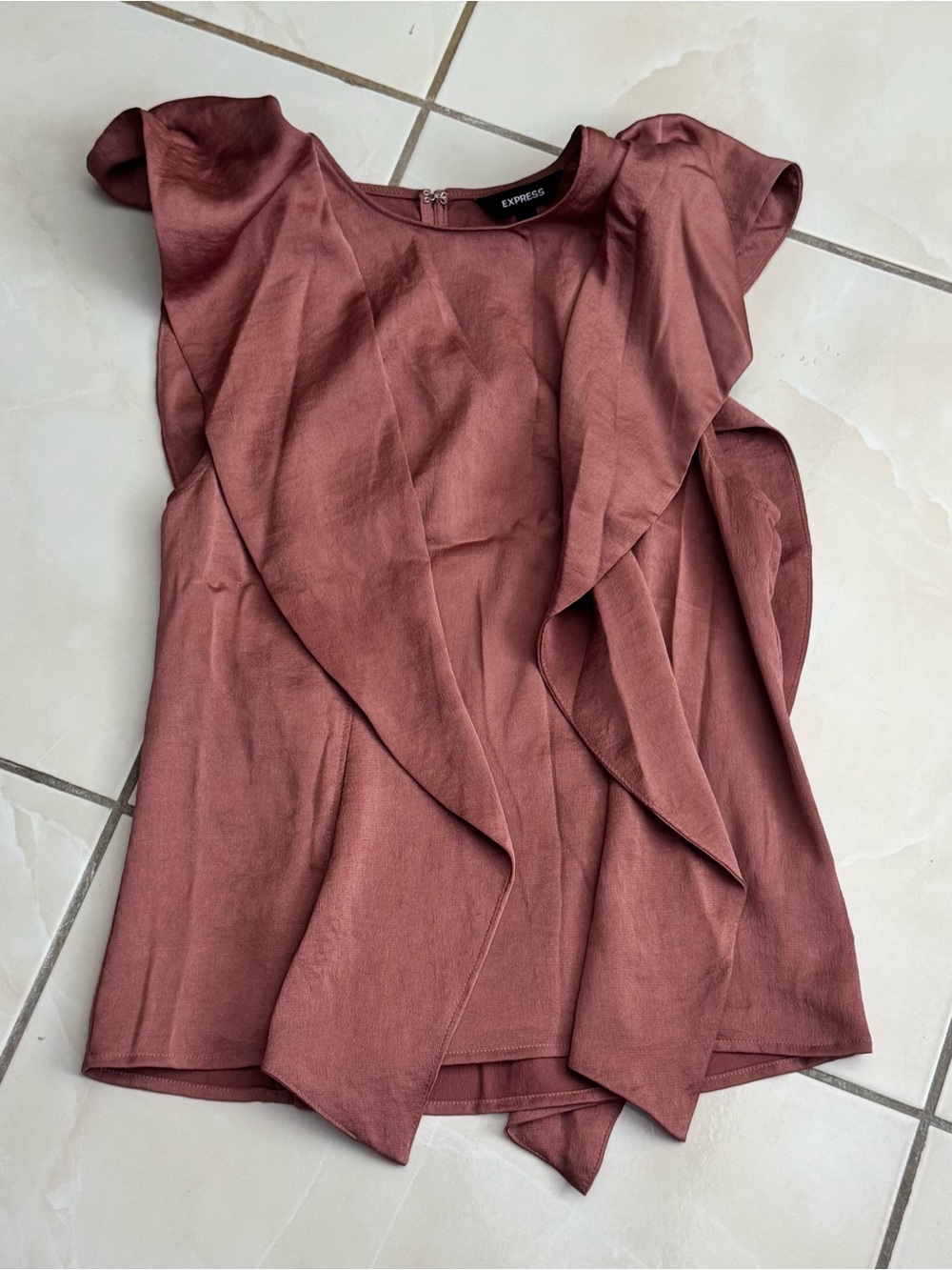 Express Rust Ruffle Sleeve Blouse - Picture 4 of 8